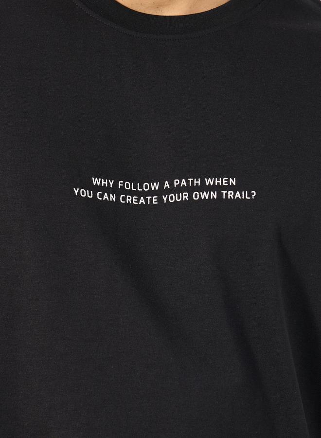 Styli Oversized Minimal Print Crew Neck T-Shirt - Image 3